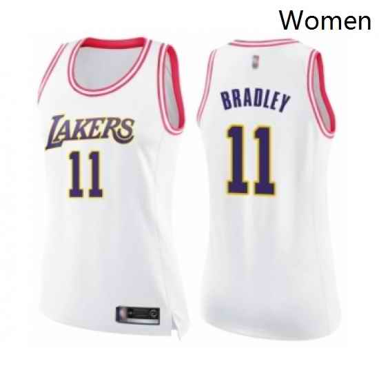 Womens Los Angeles Lakers 11 Avery Bradley Swingman White Pink Fashion Basketball Jersey